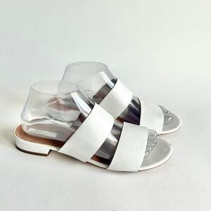 Halogen White Genuine Leather Flip Flops Sandals size 8